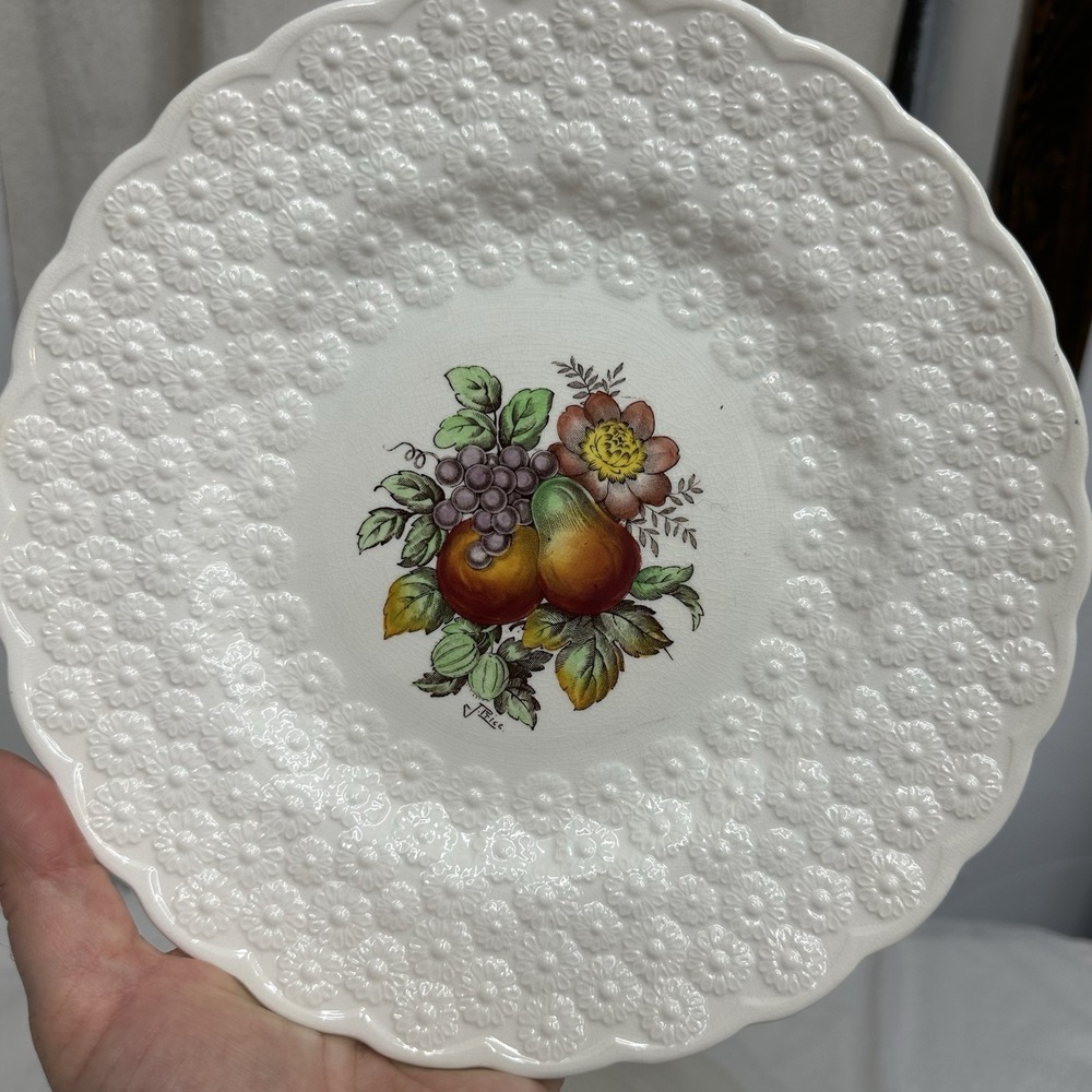 3 Copeland Spode Alden J Price Embossed Daisy Border Fruit Flower #9-11 Plates - Picture 8 of 15